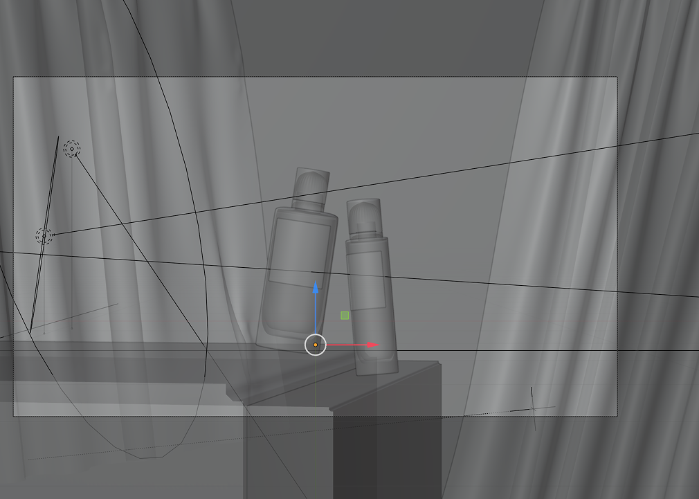 Render 3D — bottiglie su piedistallo